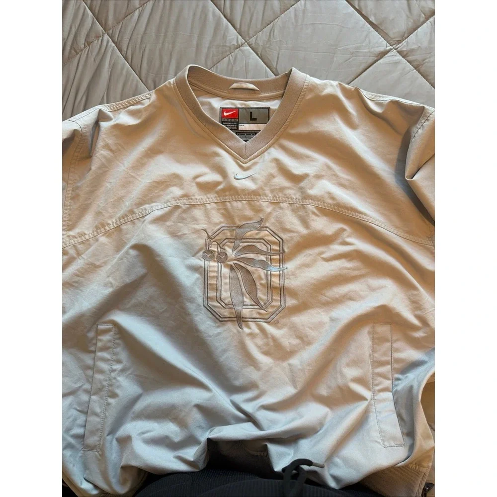 Nike Team Gray V-Neck Pullover Windbreaker Jacket Embroidered Logo Size large